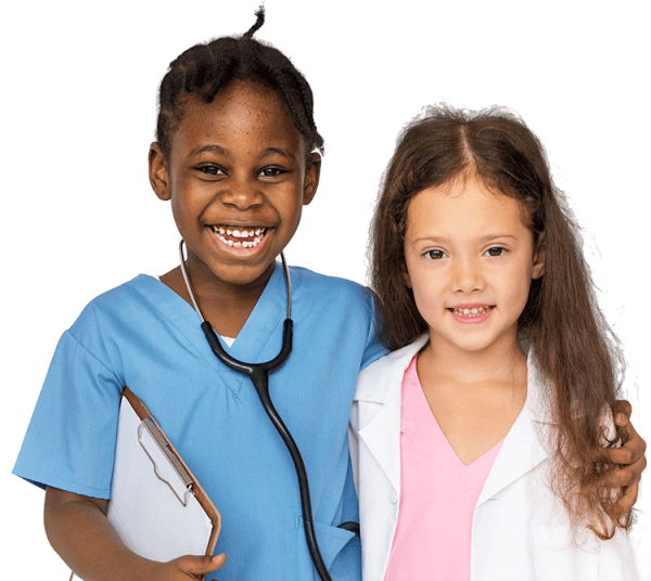Health worker with a child